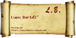 Lupu Bartó névjegykártya